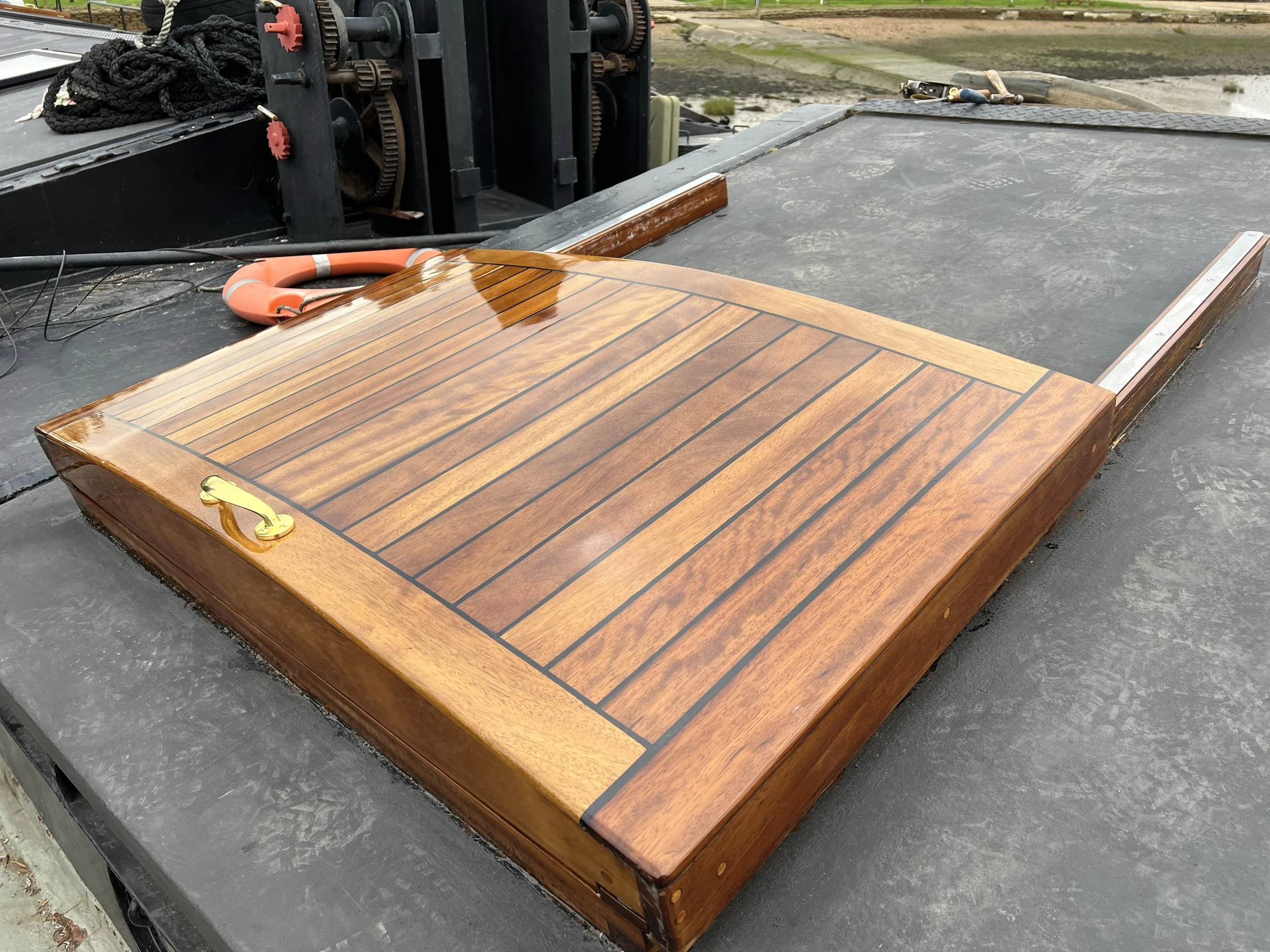 Repaired and Re-Varnish Hatch - Dutch Barge