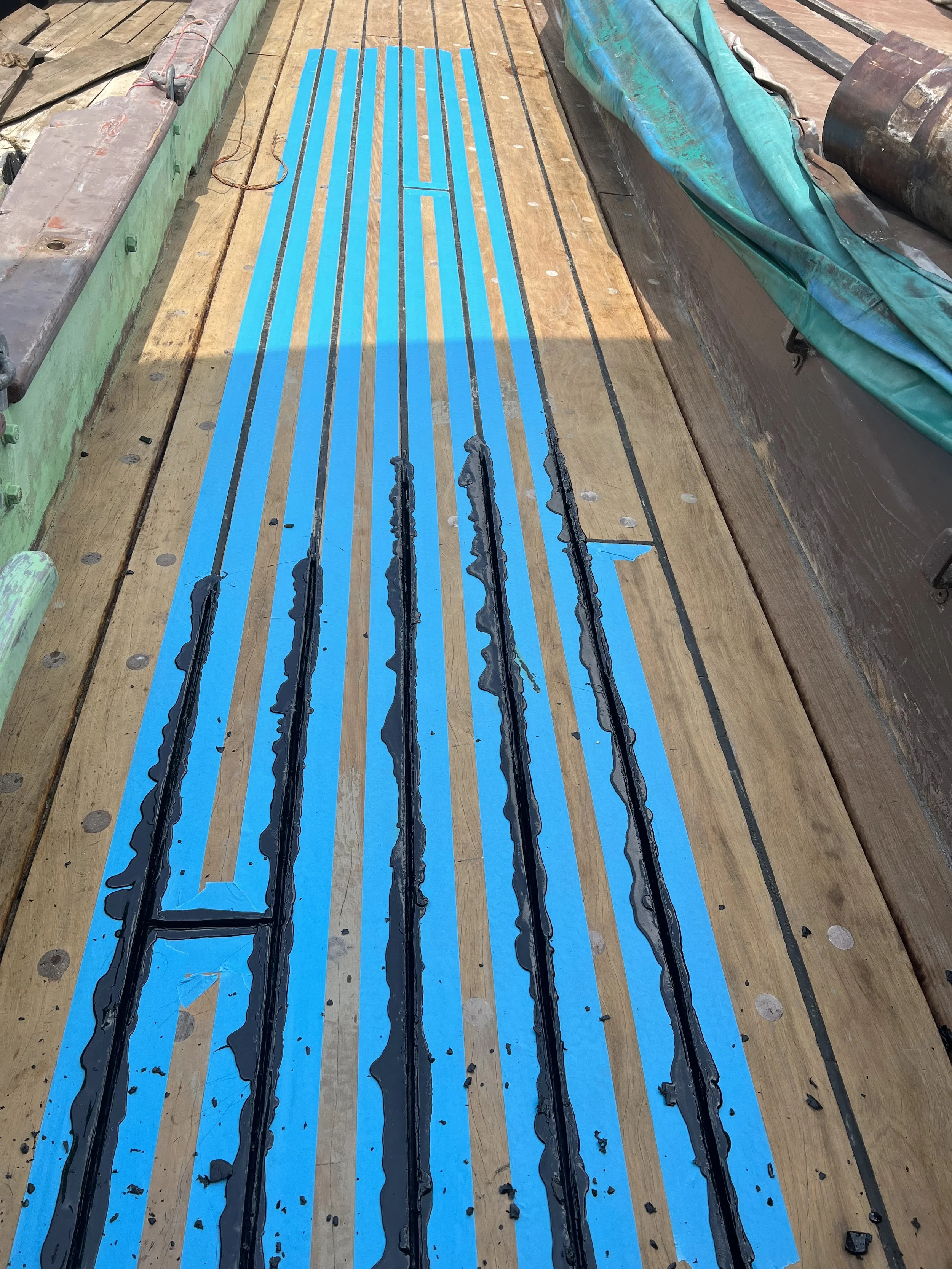 Dawn Deck - Tapped up for the Pitch - Sailing Barge Dawn 