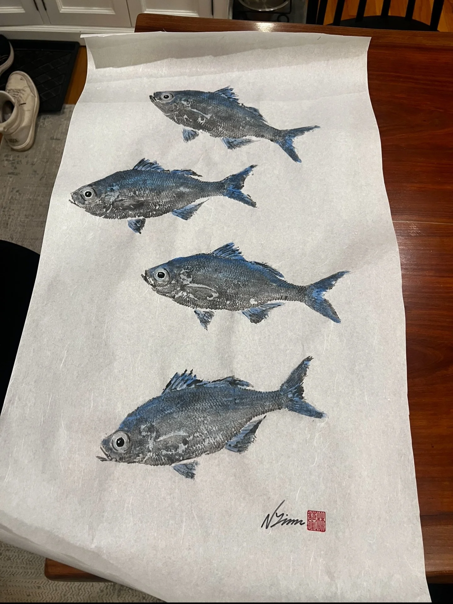 School of &ldquo;Aholehole&rdquo; Hawaiian Flagtail. Speared on a three-prong during my lunch break earlier this summer