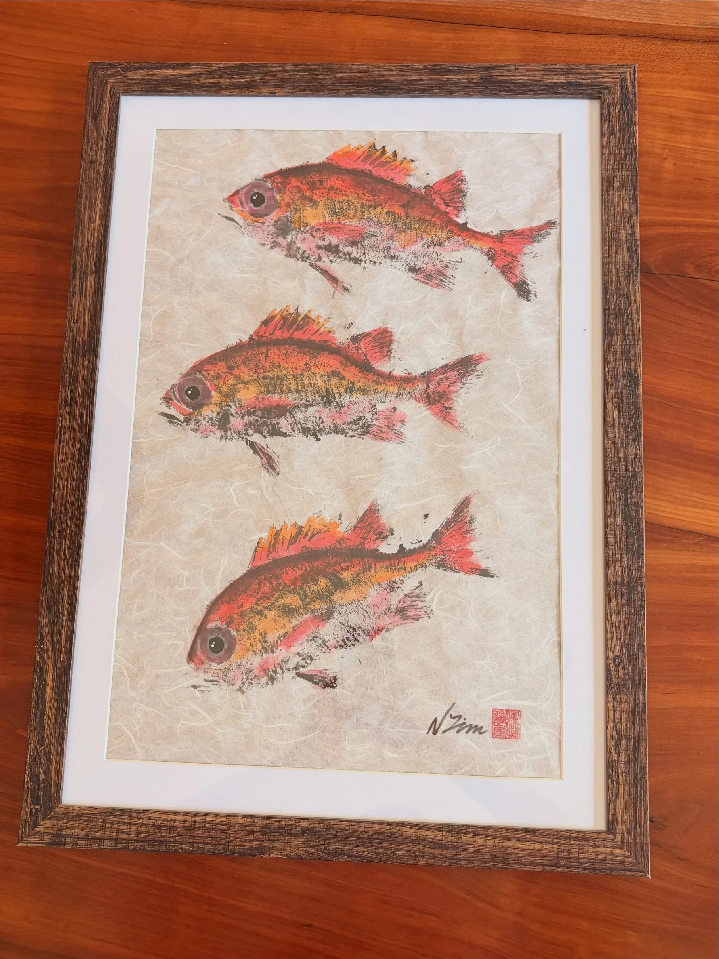 Triple soldierfish &ldquo;menpachi&rdquo; print