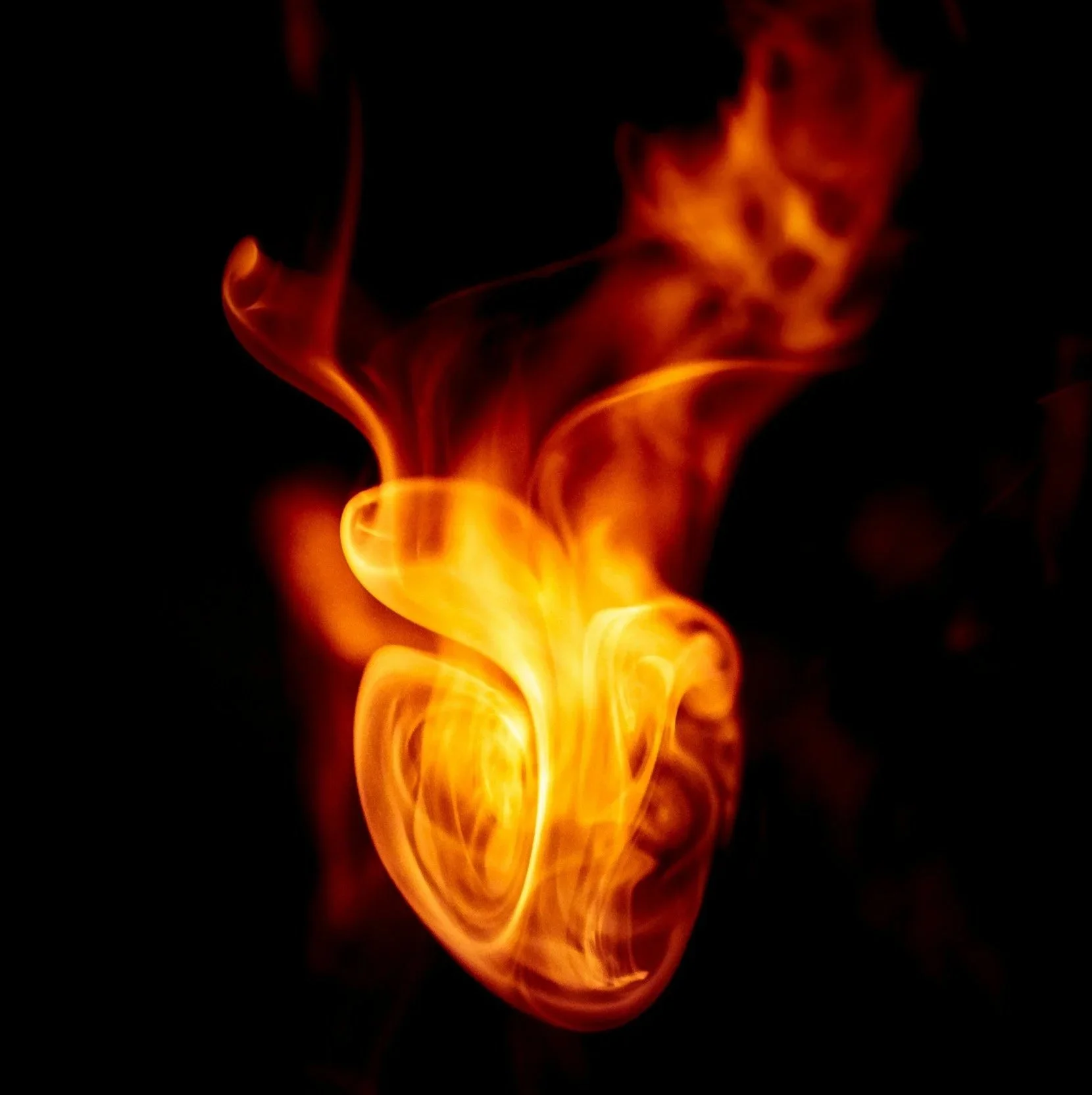 picture of a heart made with fire