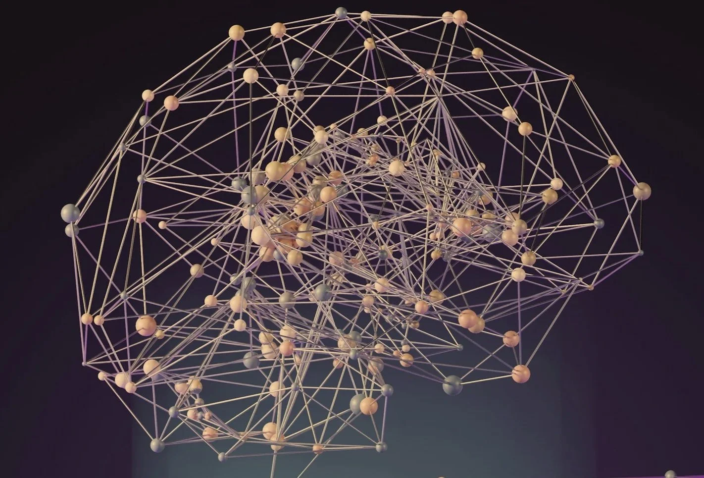 illustration of a brain made by lines and spheres