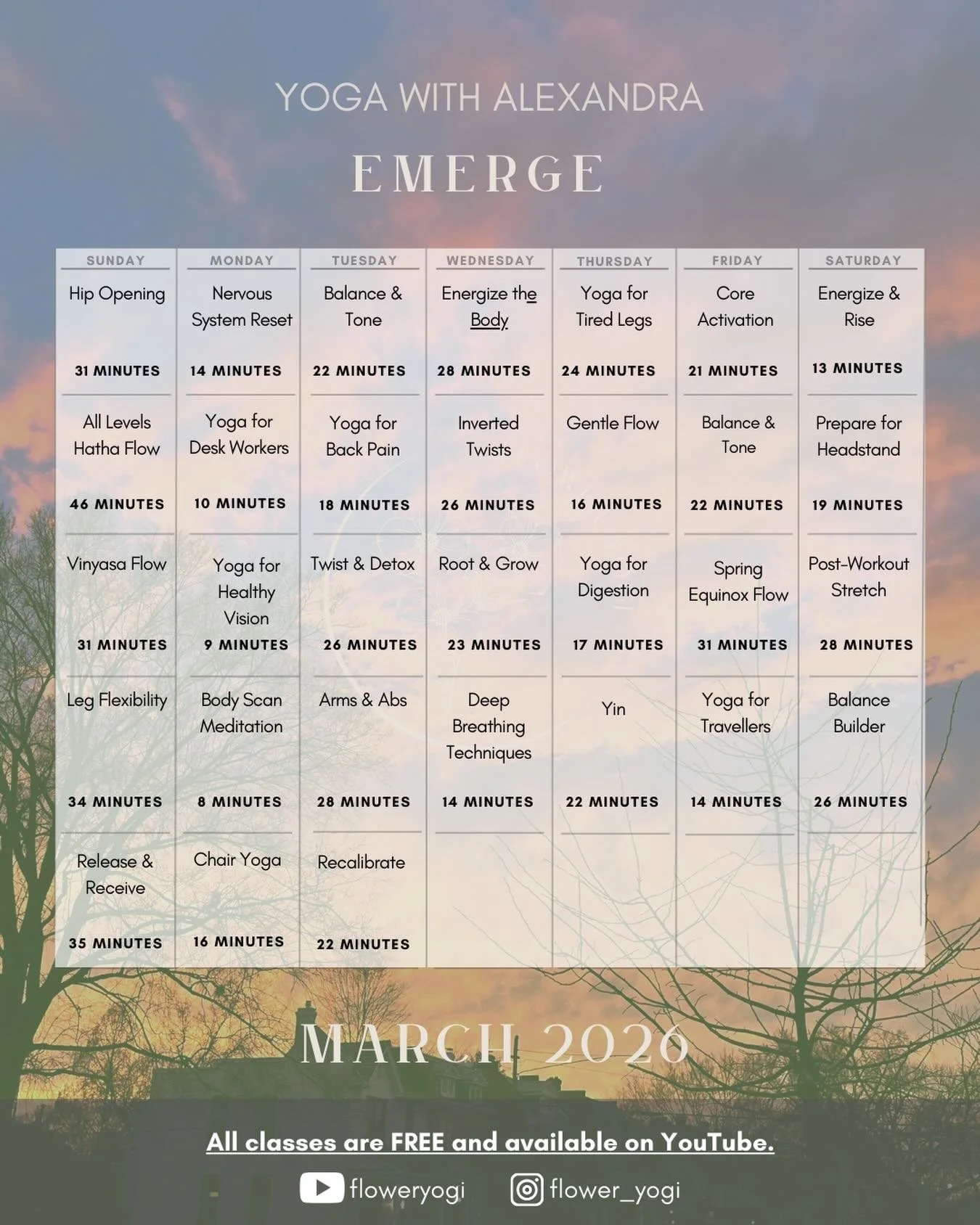 Oohhhwee can&rsquo;t believe it&rsquo;s almost March. March brings spring, new life, and warmth (hopefully). This month&rsquo;s practice theme invites us to Emerge from winter&rsquo;s hibernation and stretch our hands towards the sun. 

This selectio