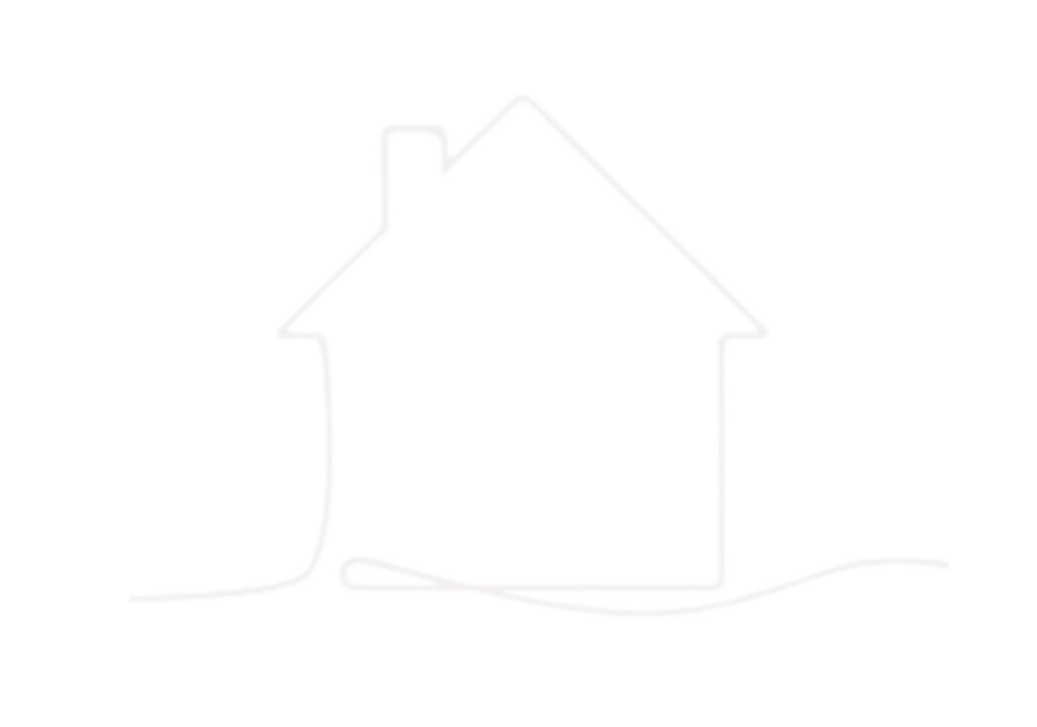 A house outline with a chimney, with a gray shaded interior and a white border. The house is connected to a winding line at the base, extending to the right side of the image.