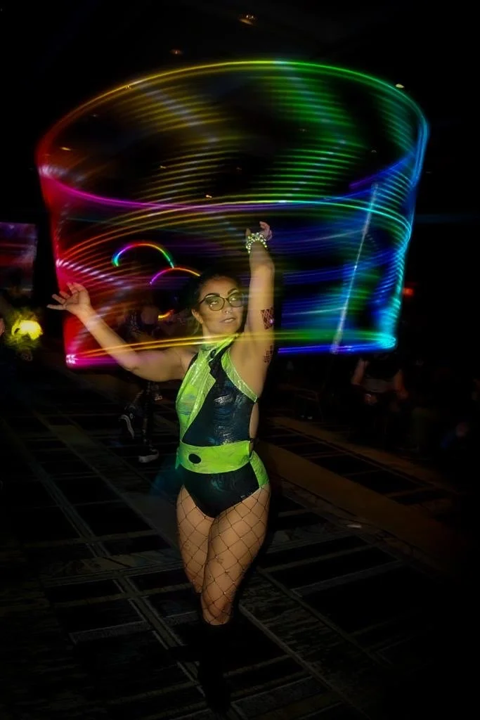 Pretty rainbow LED night show for hire Spaces Performance Art