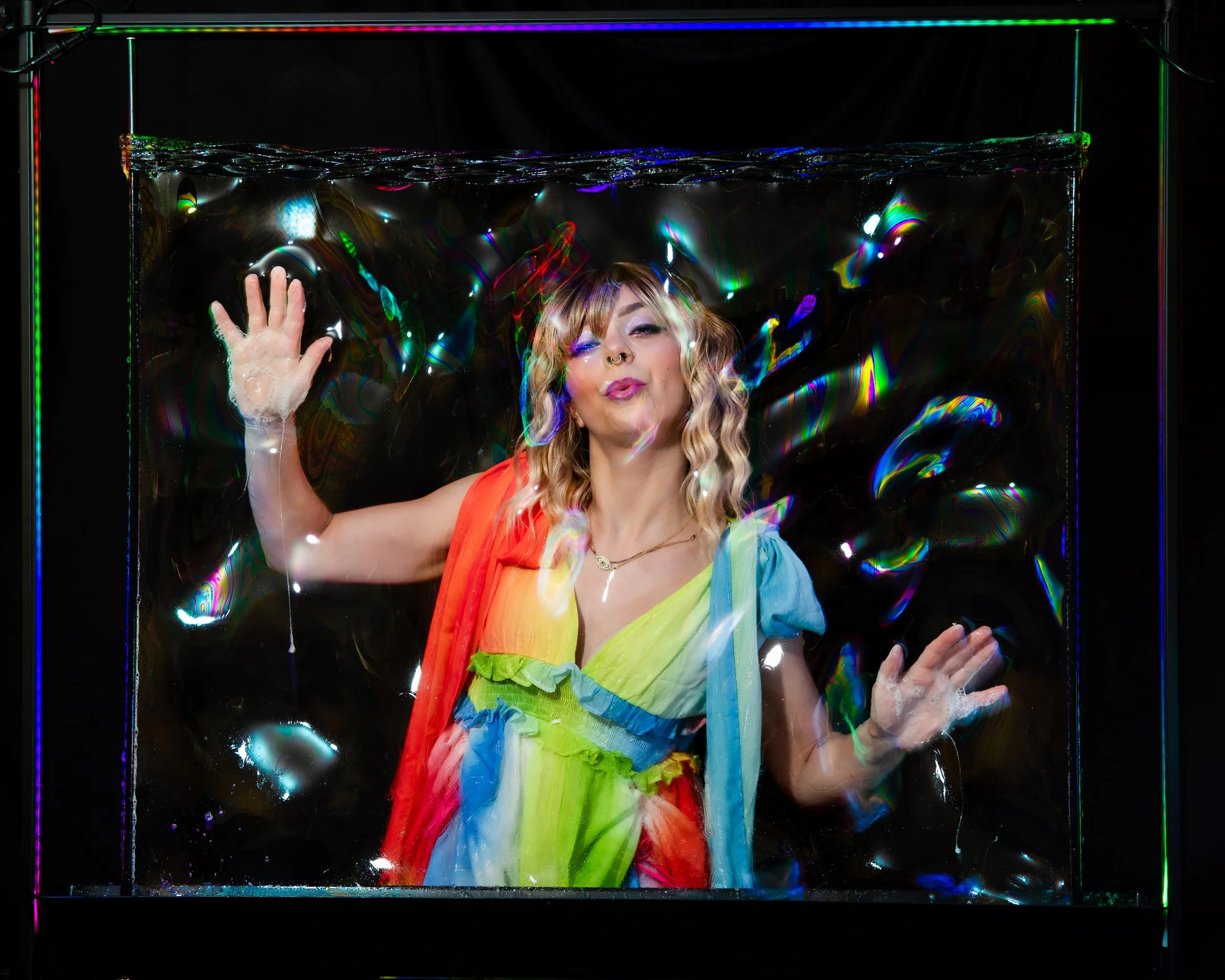 LED Bubble box add on Spaces Miss Rainbow Bubble Artist for hire