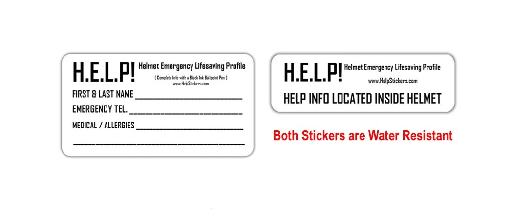 HELP Safety Helmet Medical Stickers for Emergencies