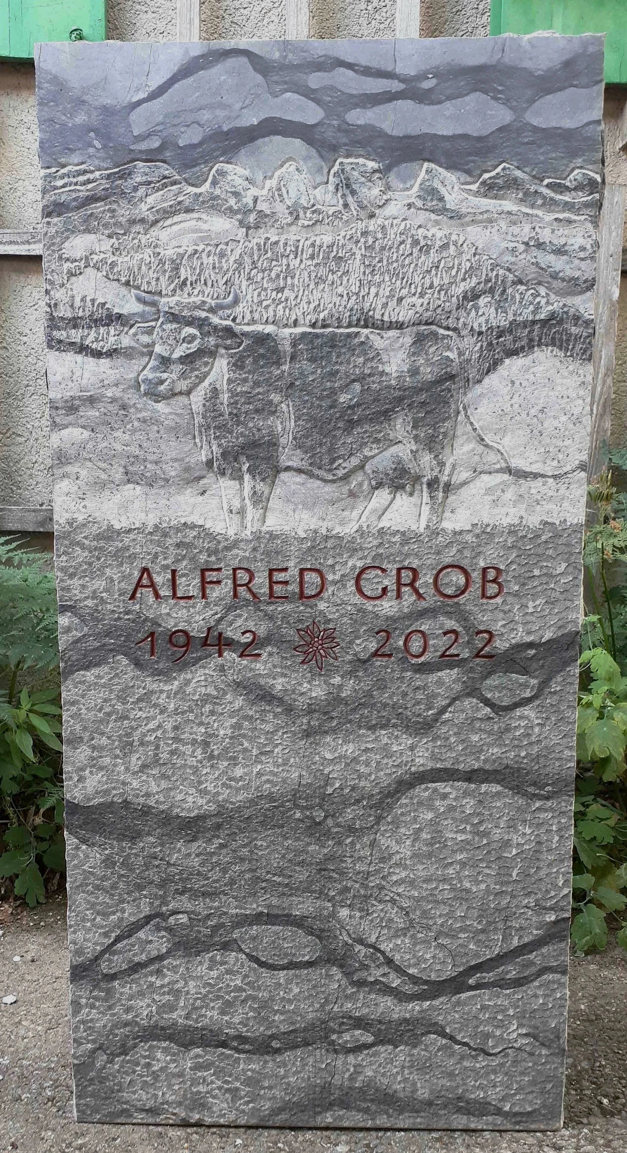 Kuhrelief, Material: Rötlicher Mitteholzer Alpenkieselkalk, Schweiz BE