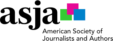 Logo of the American Society of Journalists and Authors with colorful geometric shapes.