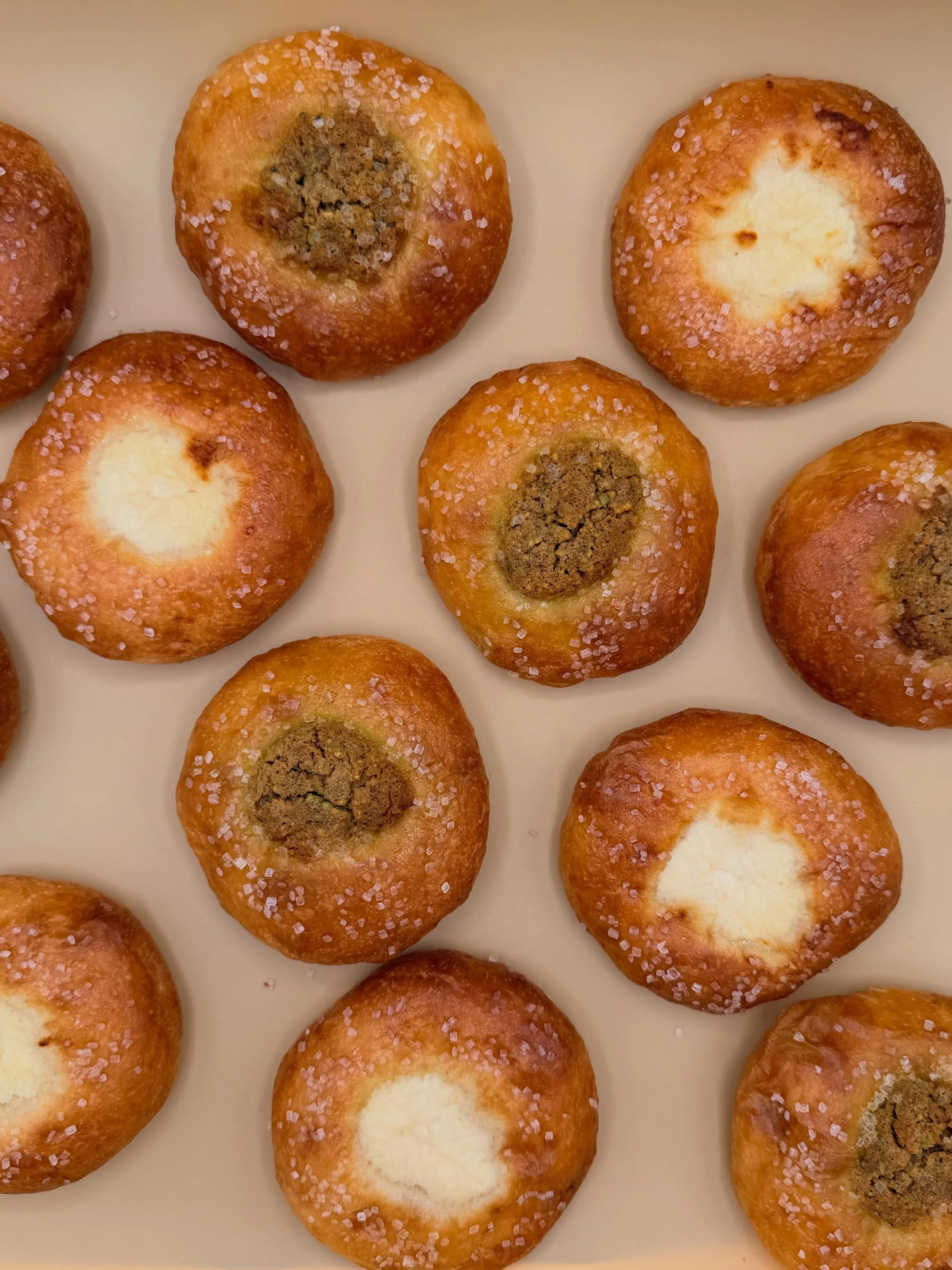 Sink your teeth into a bite of brioche; soft, sweet, and filled with tempting flavors of lemon ricotta and pistachio.   Order a Bin of brioche for your next company on-site, or order one just for yourself!