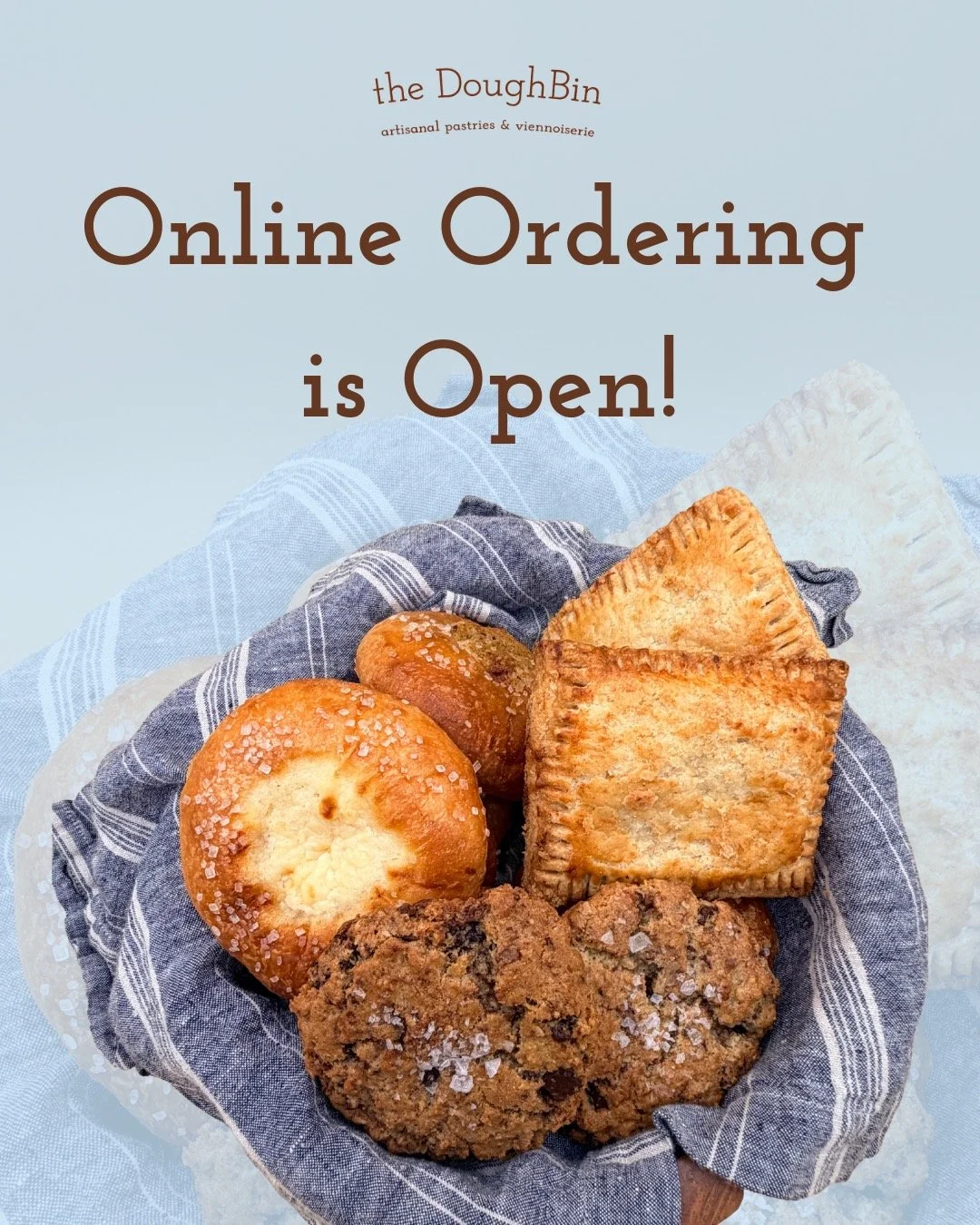 Online orders are officially open! 🎉
 Place an order for a dozen, a half-dozen, or a variety Bin of artisan pastries through our site or at the Order Now link in our bio. 

HOW IT WORKS  
🥐 Select Your Box
Browse our product library and choose some