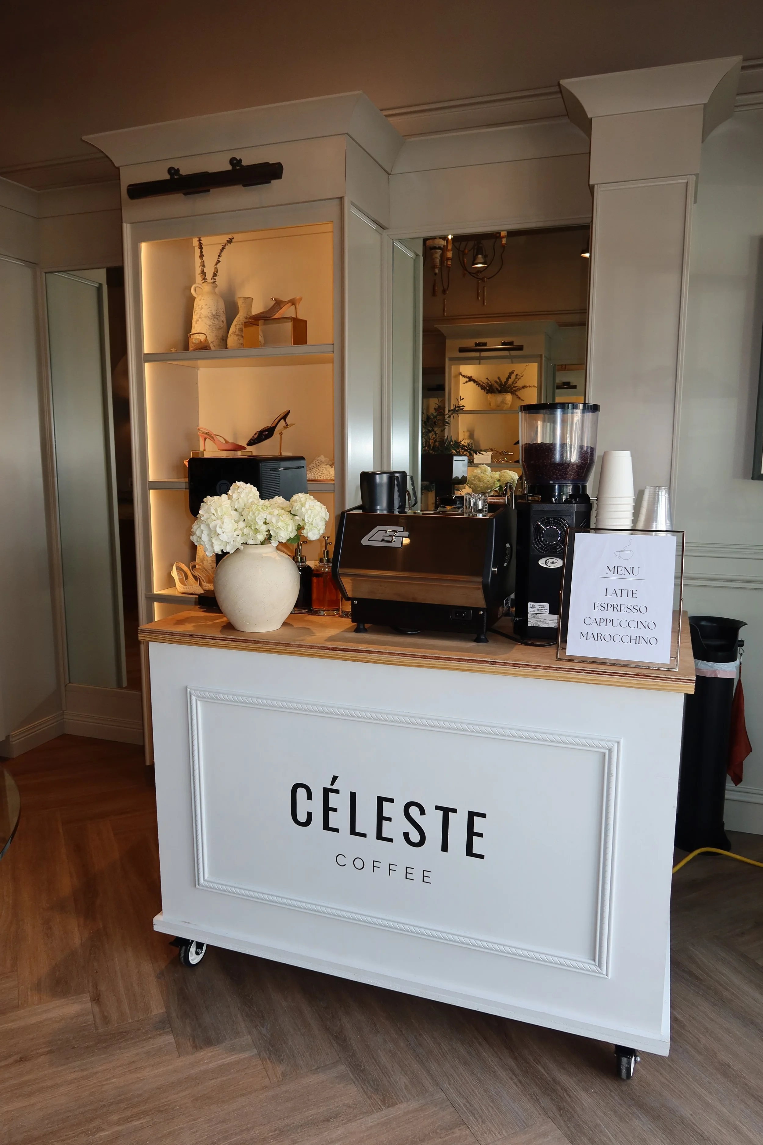 Celeste Coffee Cart, Serving at a boutique in Lexington, Kentucky 