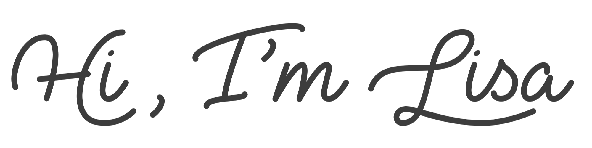 The phrase "Hi, I’m Lisa" written in black cursive text on a transparent background.