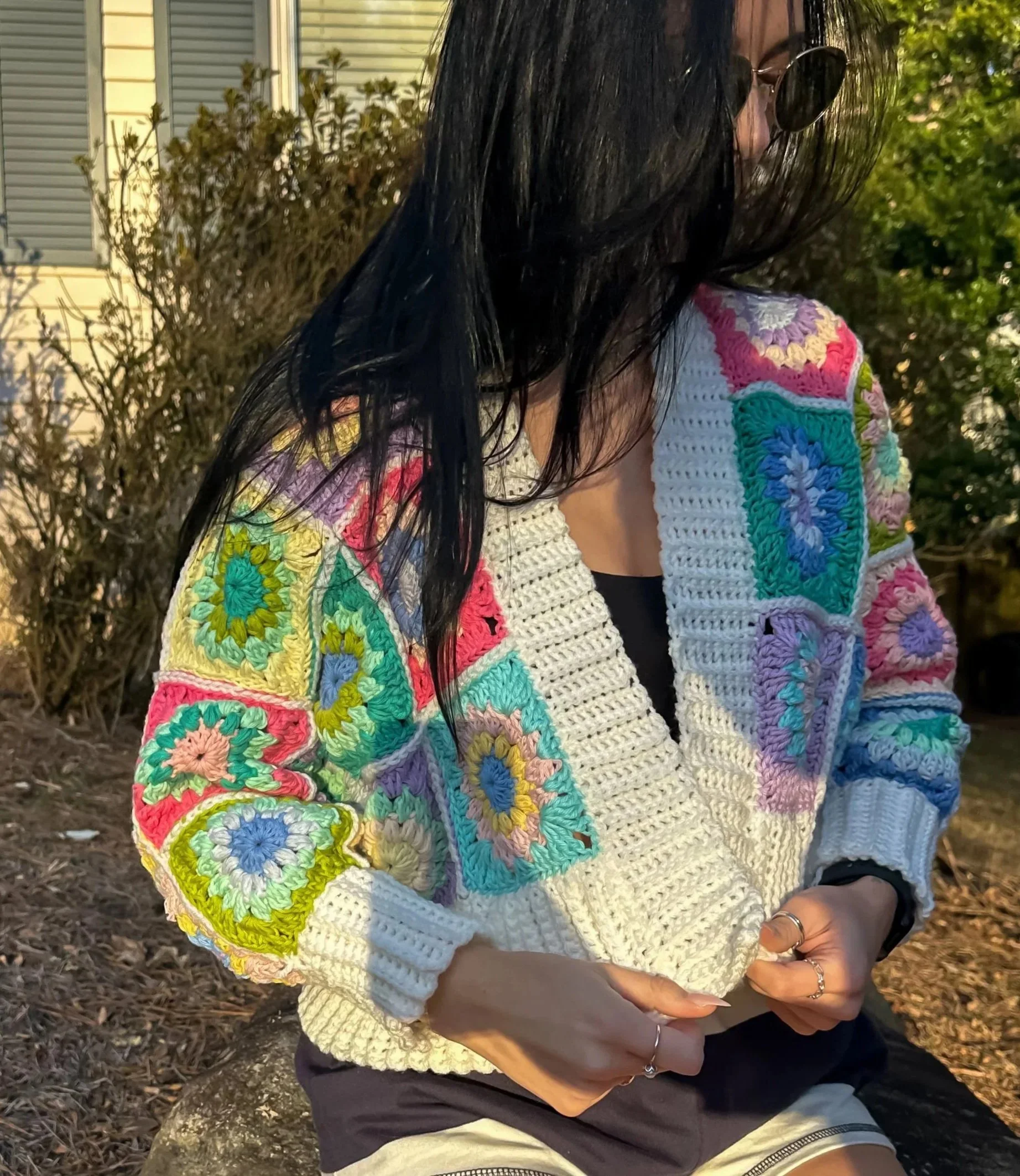 Rainbow Granny Square Cardigan