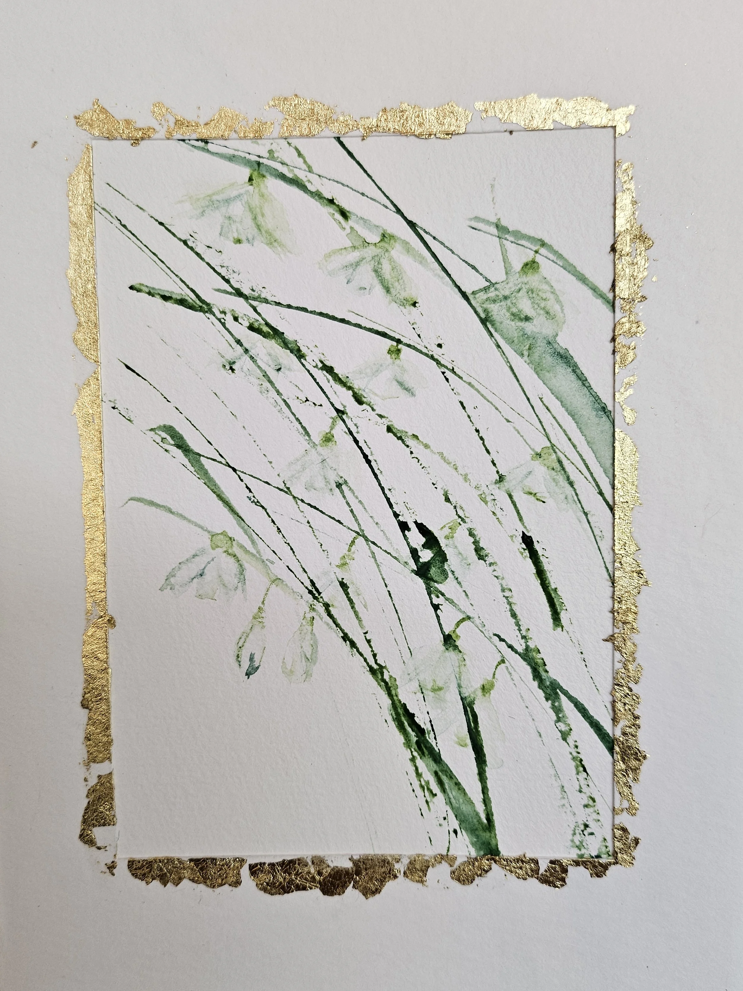 Carte Aquarelle - Gerbe de Perce-neiges