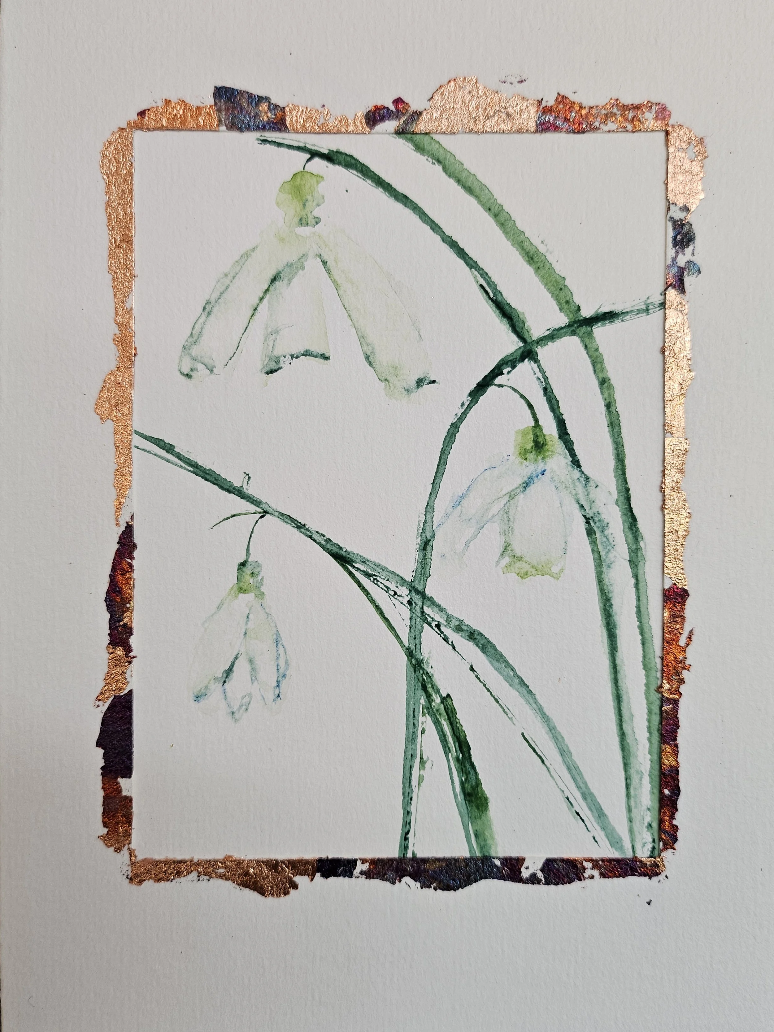 Carte Aquarelle - Trois perce-neiges