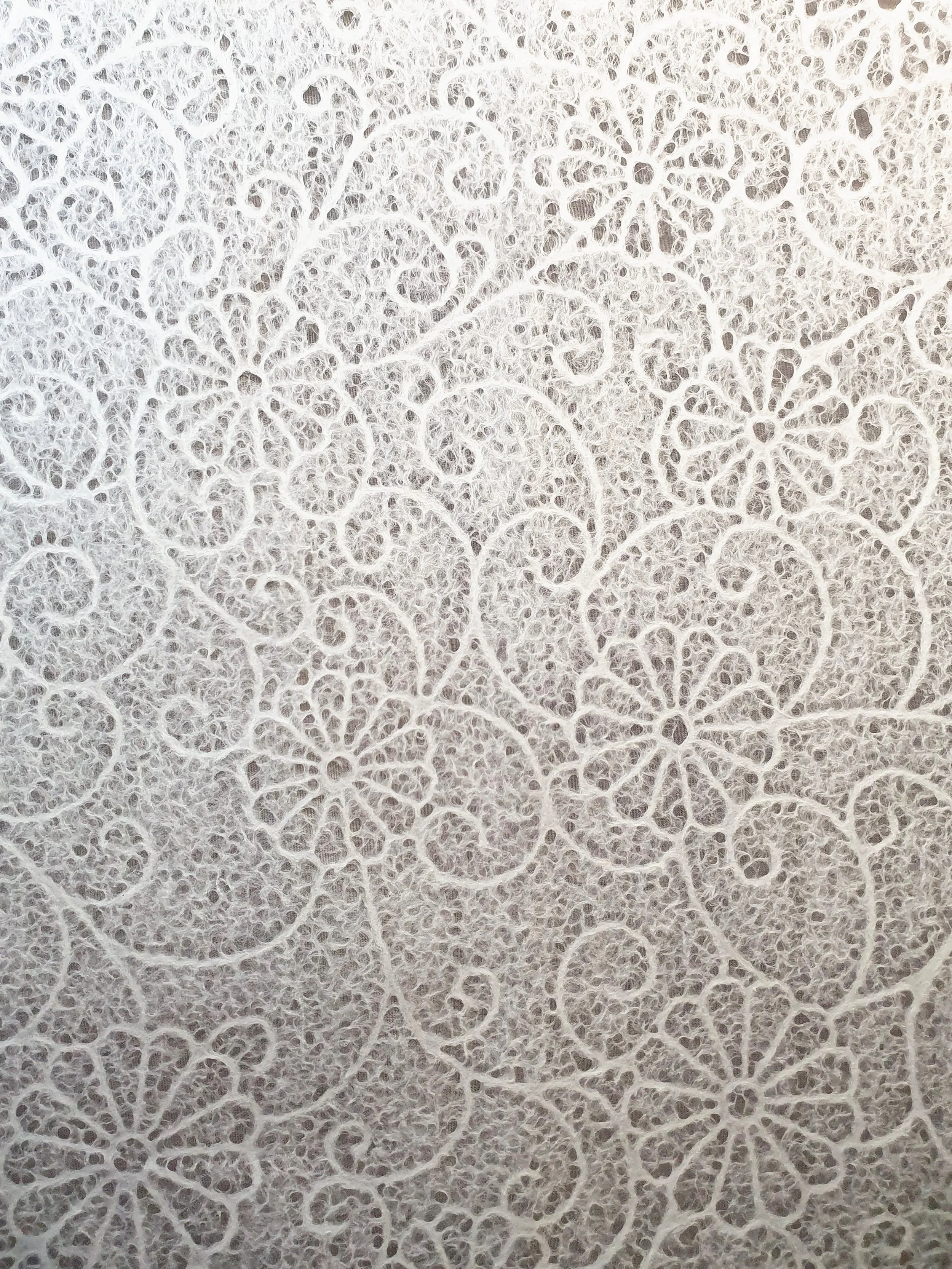 Texture de dentelle blanche avec motifs floraux.