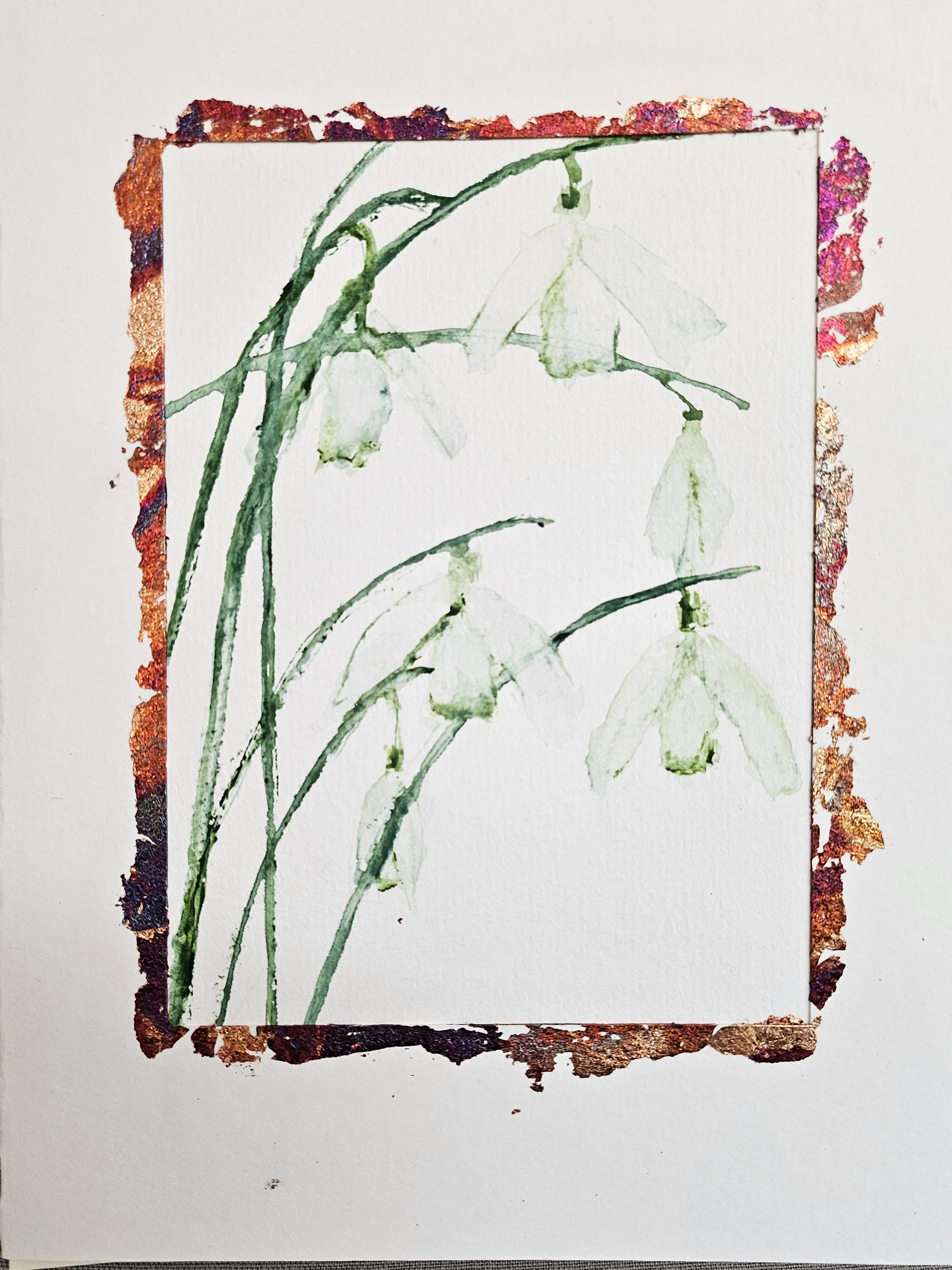 Carte Aquarelle - Six perce-neiges