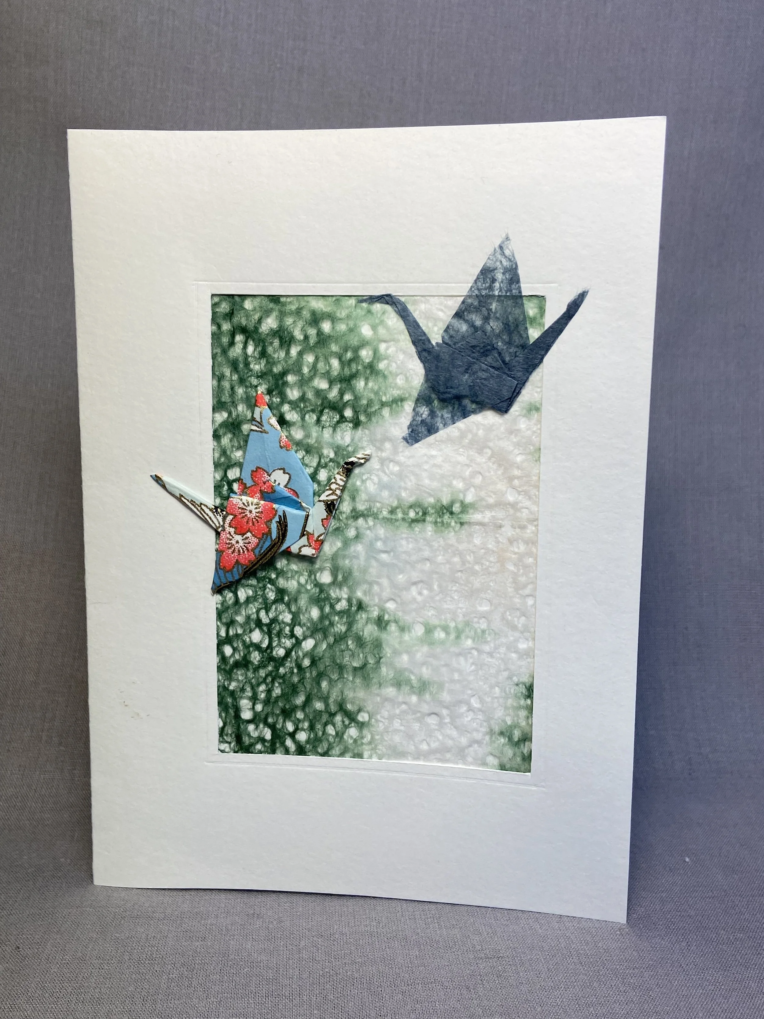 Carte Origami couple de grues