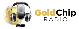 Gold Chip Radio Logo - Headphones and Mic over Gold Poker Chip