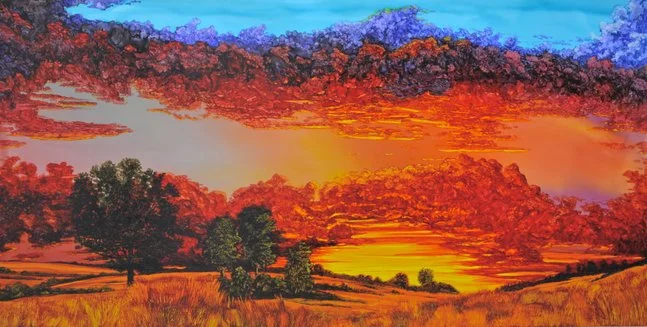 Last Light II,
Alchohol ink on digital styrene,
25 x 50 in.