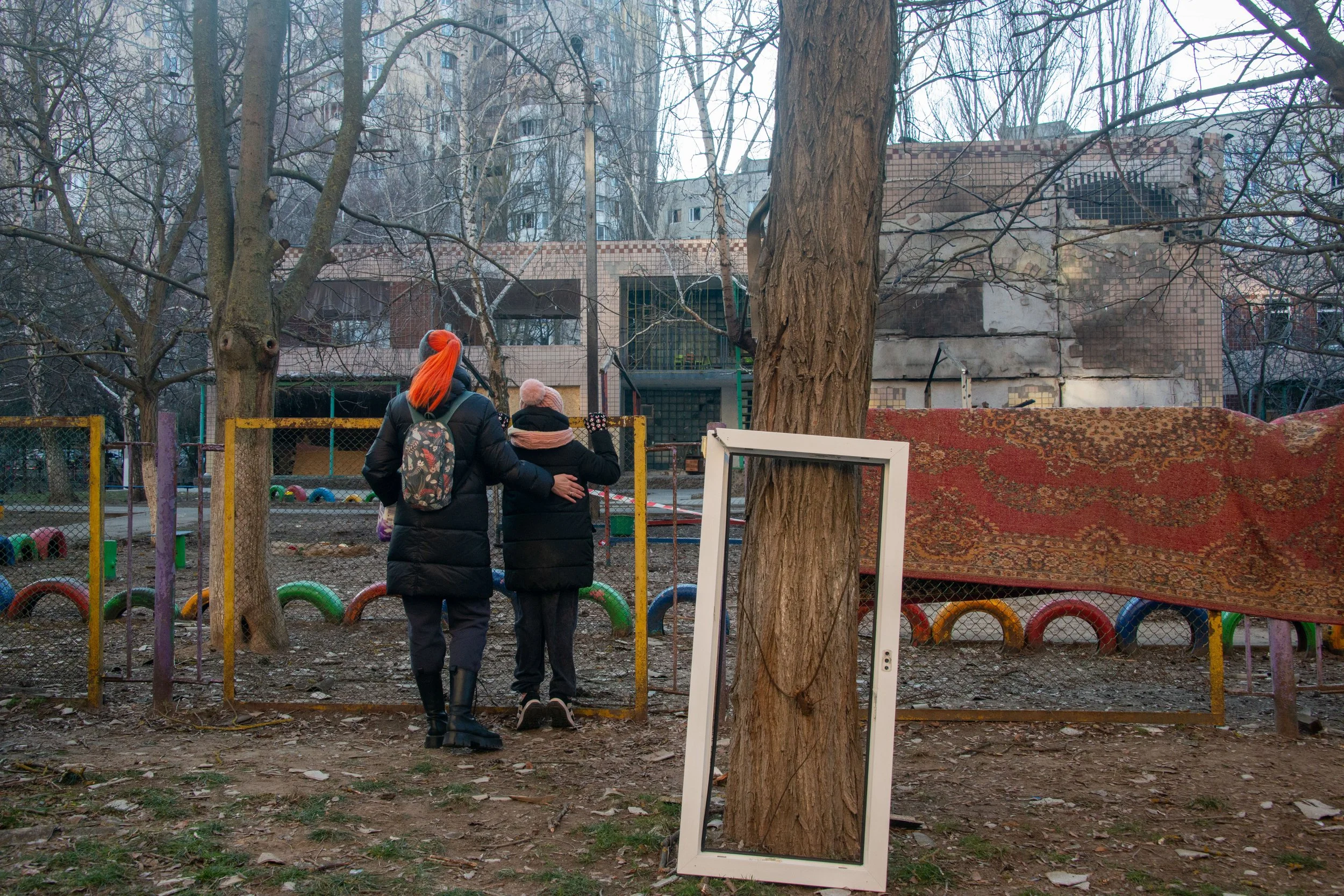 Destroyed kindergarten, Nataliia Mykhailenko