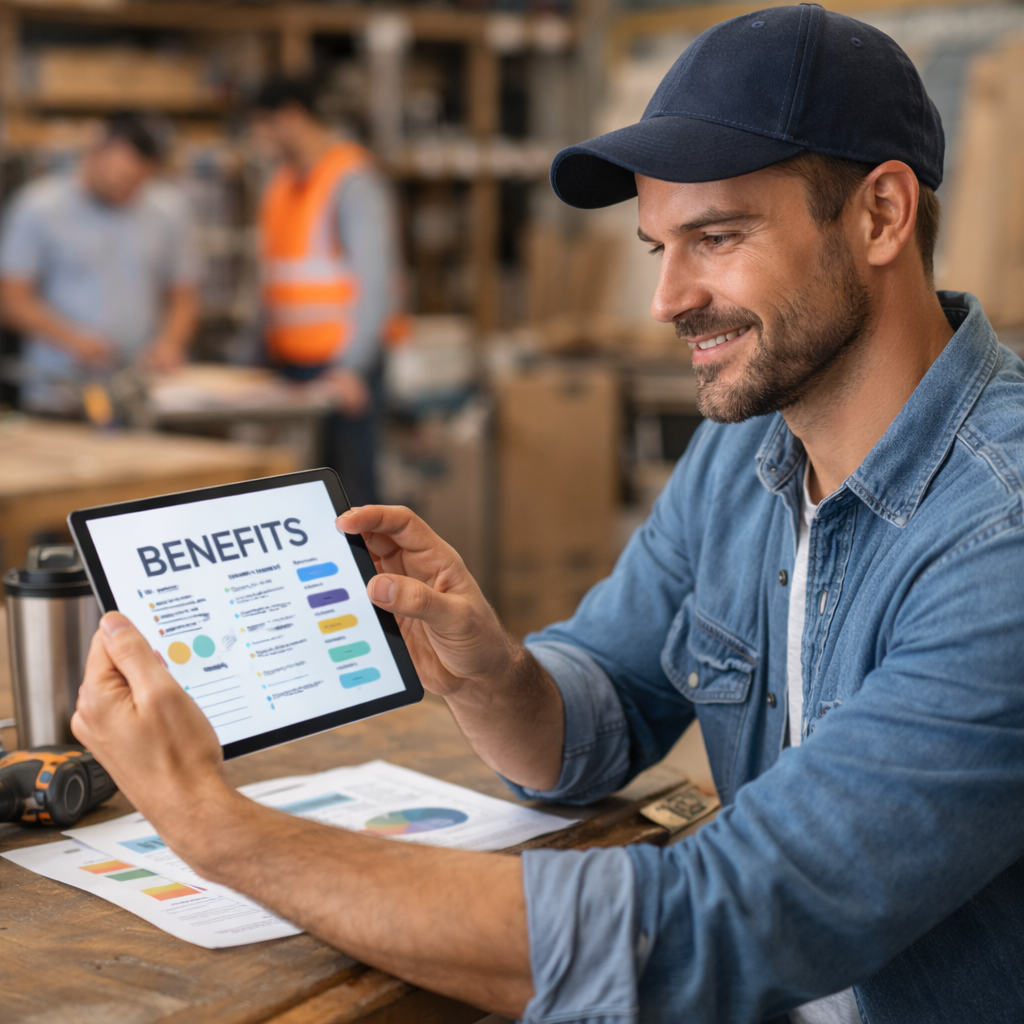 Business owner working with us for employee benefits