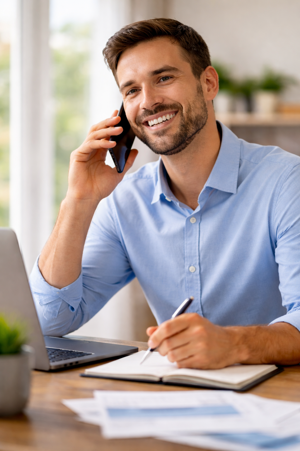 Man calling to schedule a health insurance consultation