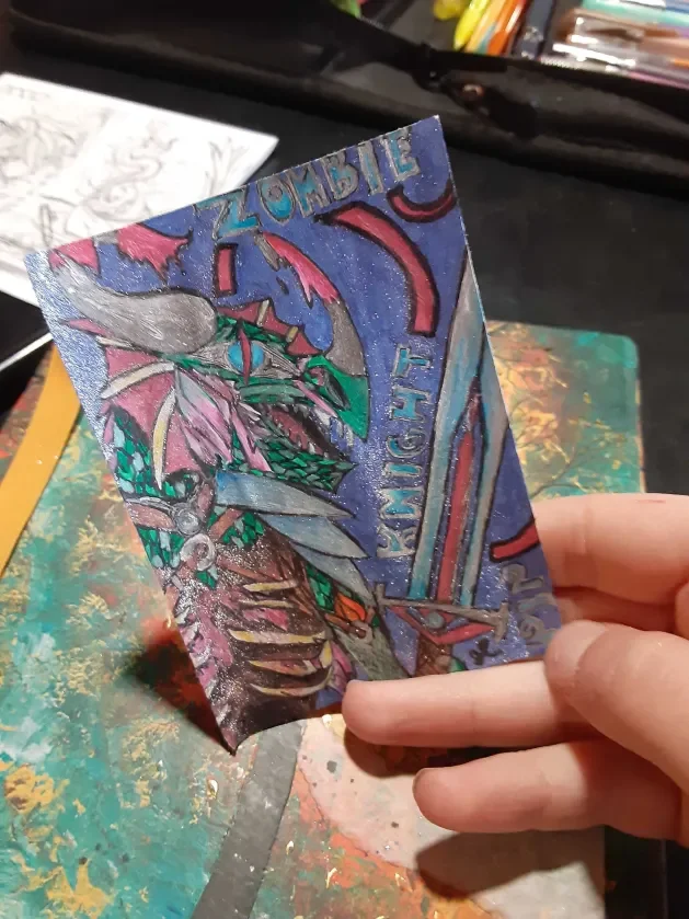 A draconic knight token for MTG