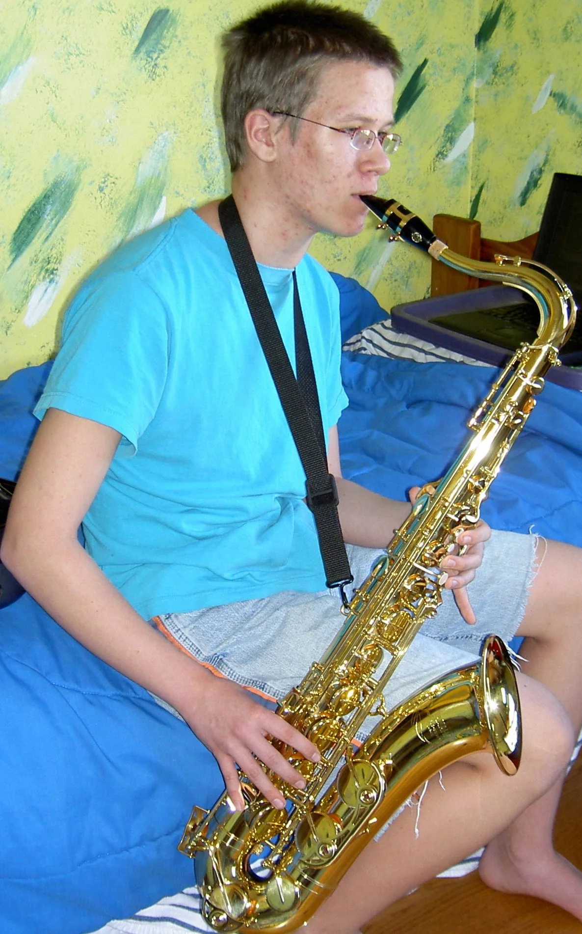 Justin with his Saxophone