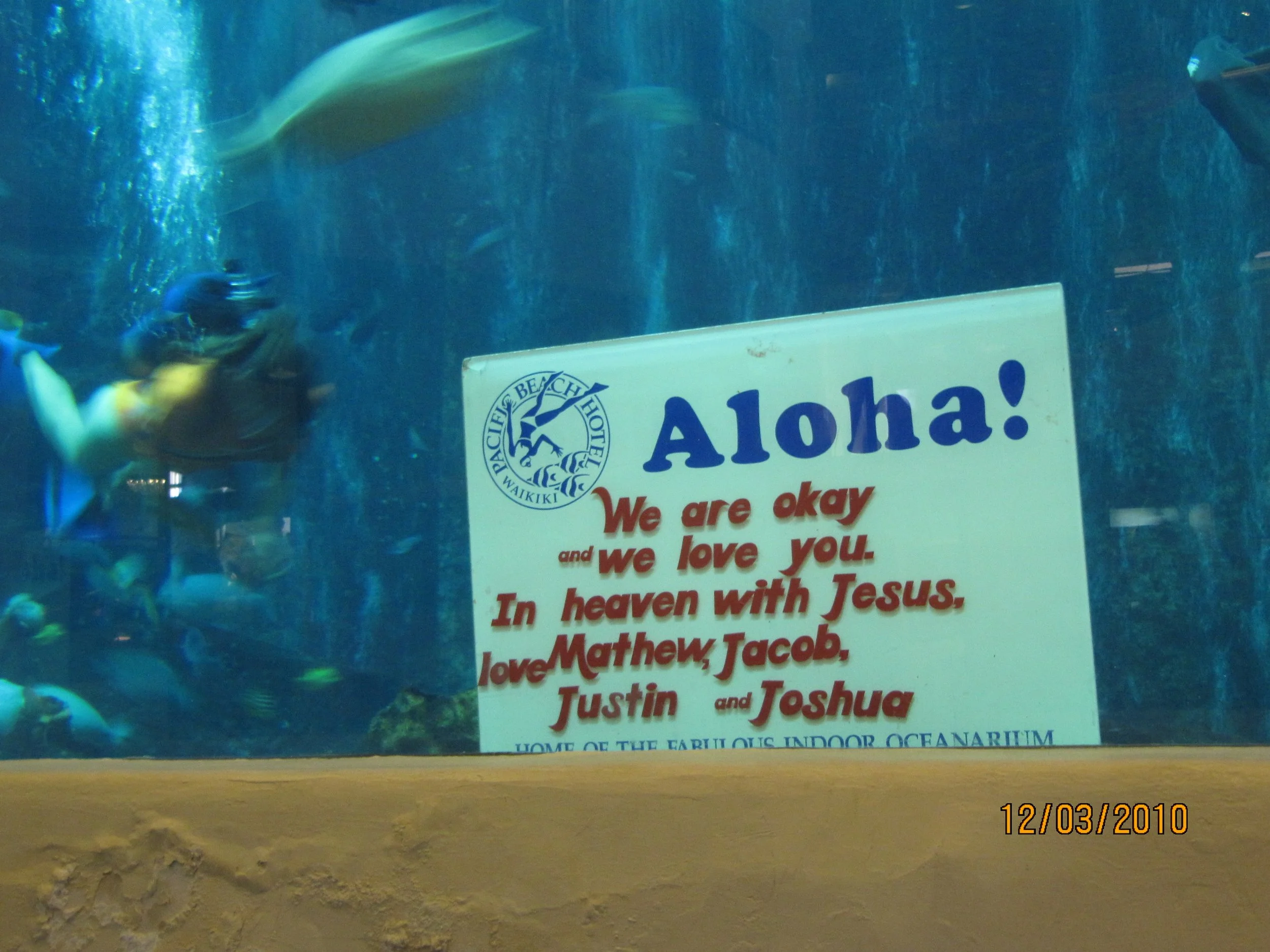 Special message at the Oceania Restaurant