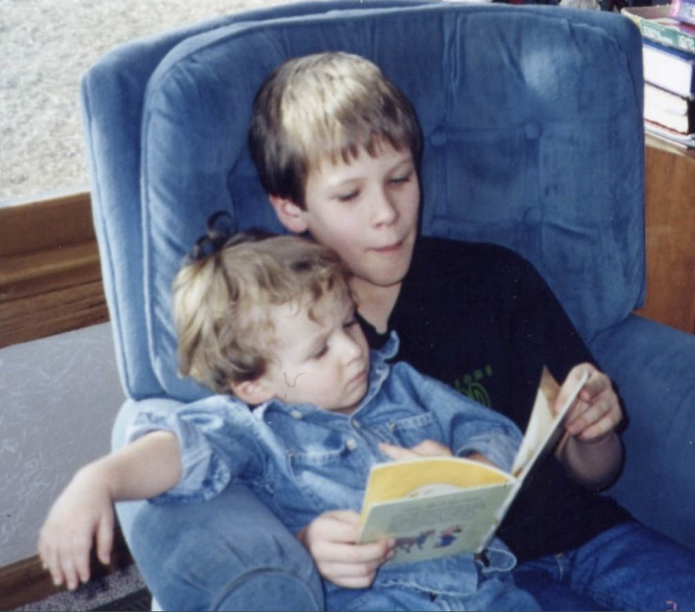 Justin reading to Charles