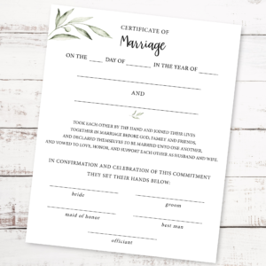 Marriage Certificate - Olive Branch