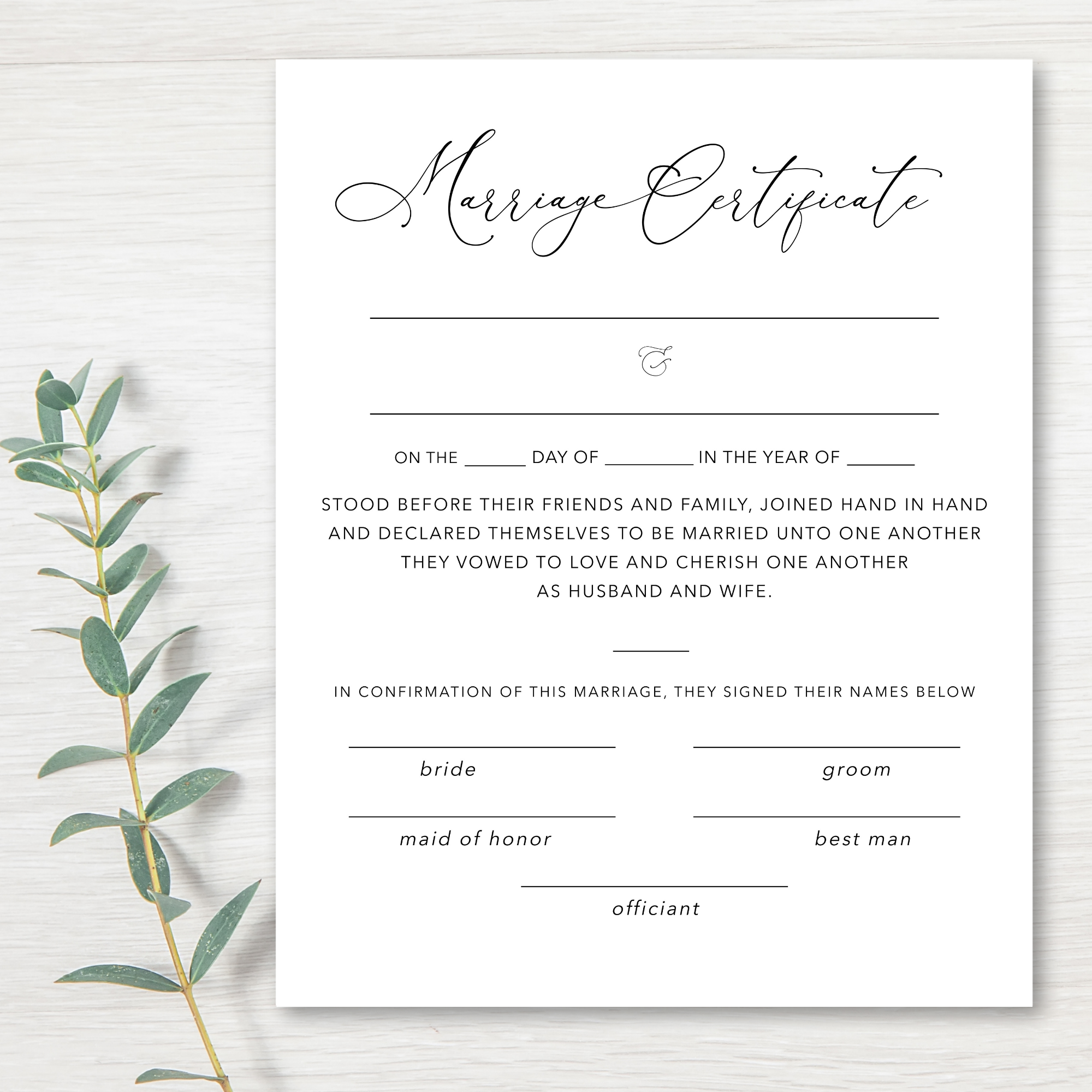 Marriage Certificate - Elegant White Design