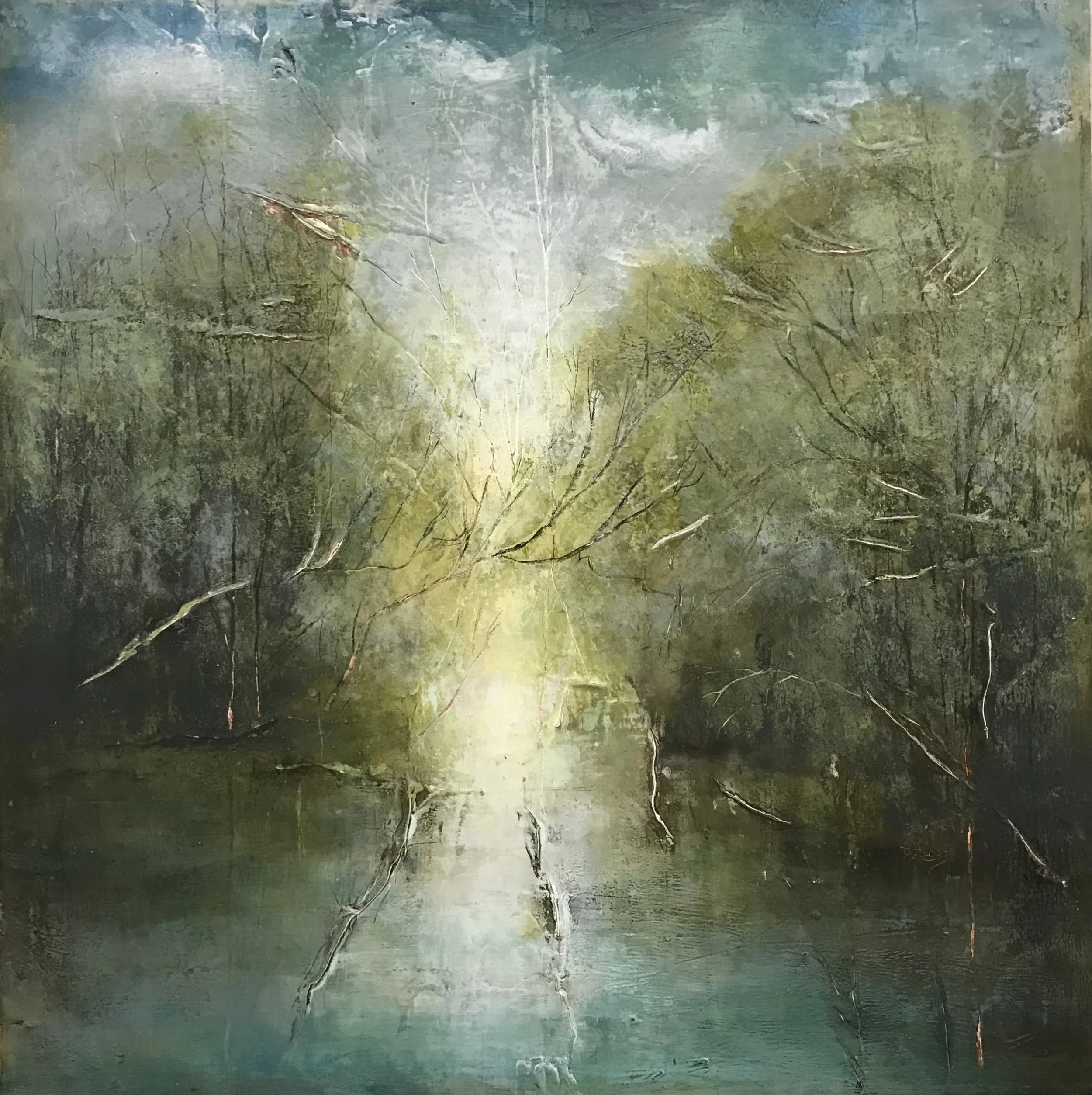 RIVER AND TIME; 30x30in.