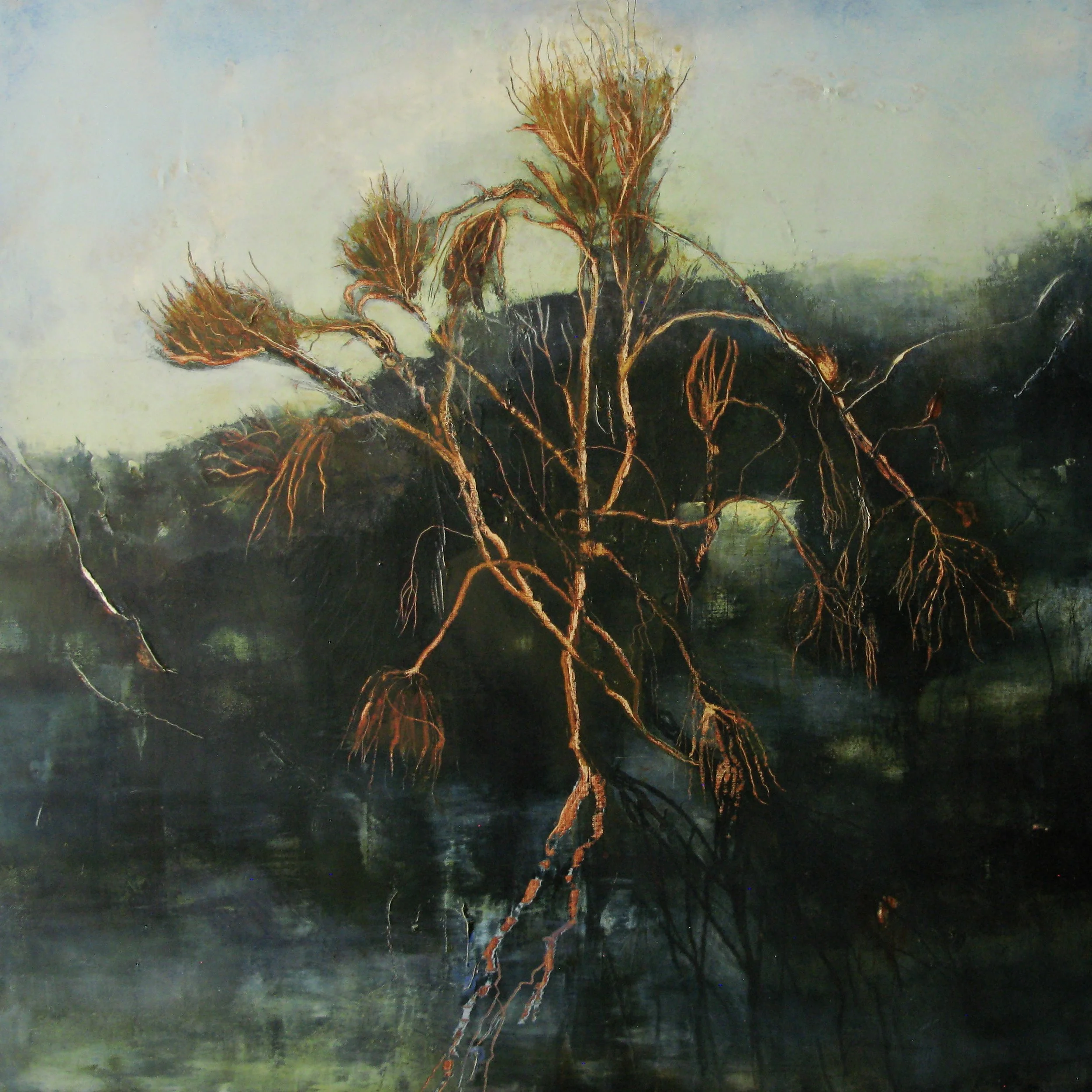 PLANT REVOLUTION; Oil/Cold wax/Birch panel; 36x36in; $3200