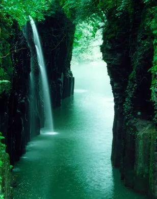 green waterfall