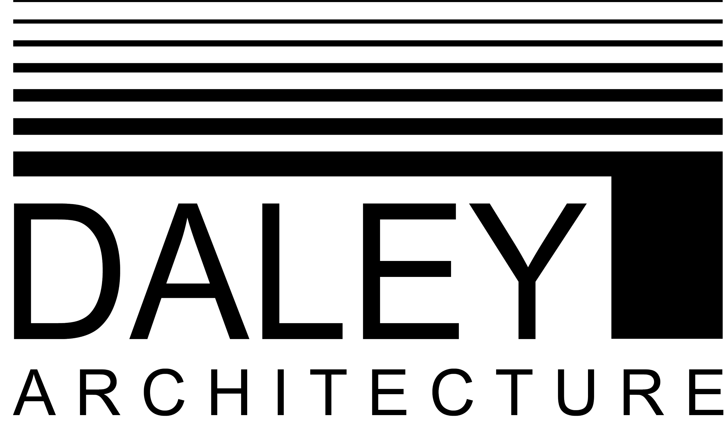 The image features a box with the word 'DALEY' in large outline letters and 'ARCHITECTURE' written below in smaller outline letters.