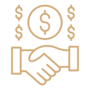 Handshake over a dollar sign, representing a financial agreement or deal.