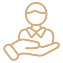 Outline of a person holding a tablet or book.