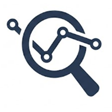 Magnifying glass examining a line graph with data points