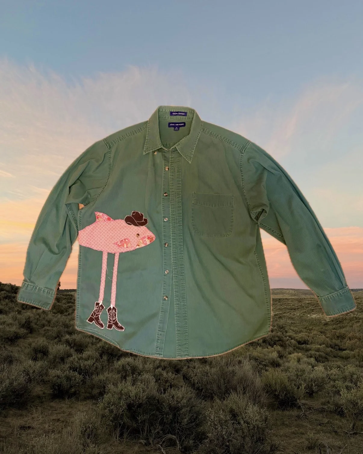 "Western Current" Patchwork Button-Down