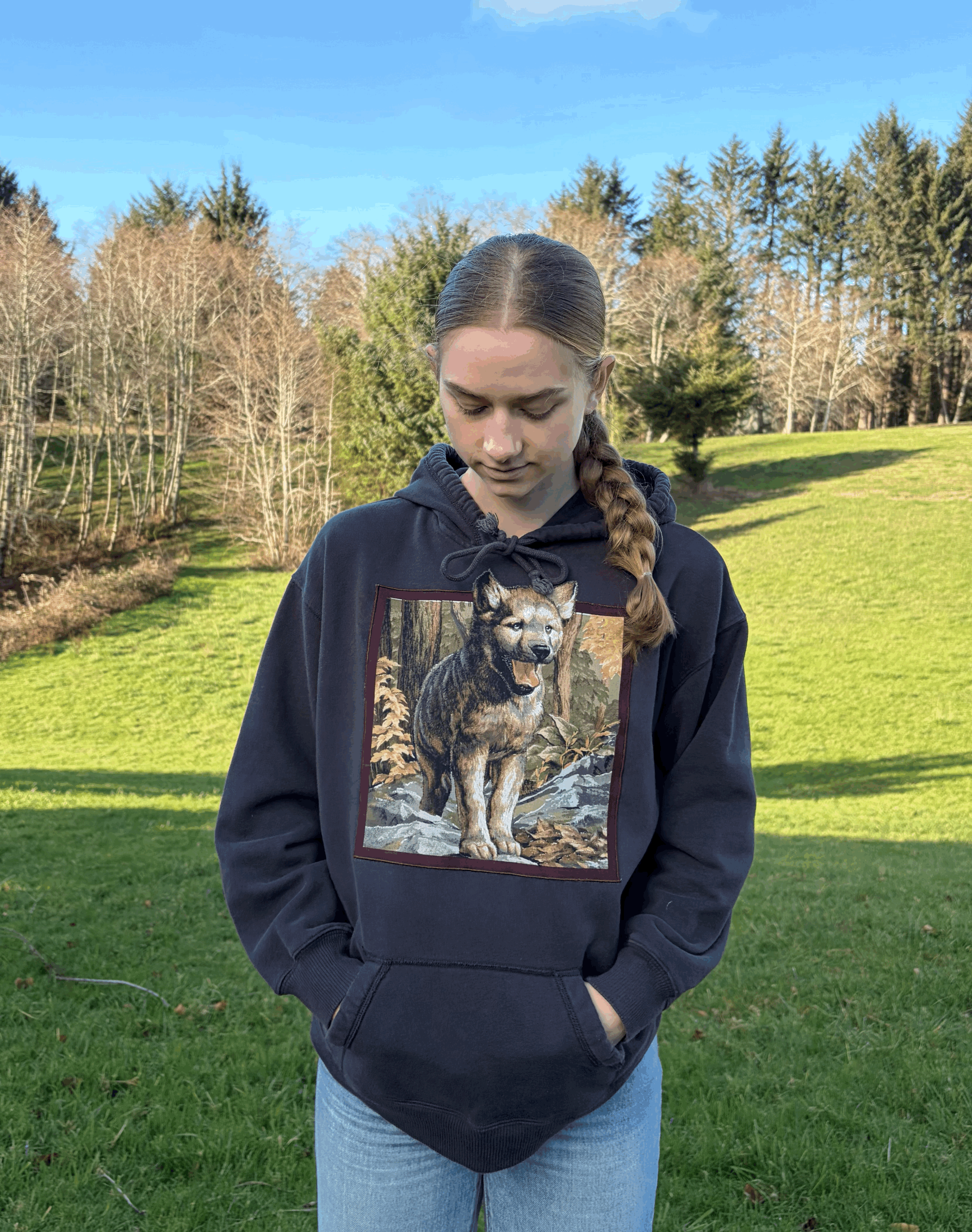 "Forest Pup" Upcycled Hoodie