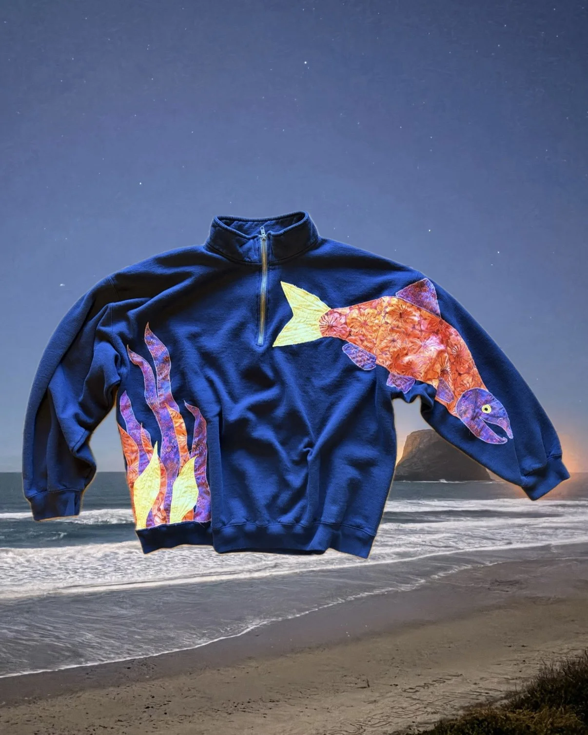 "Neon Bay" Patchwork Quarter Zip