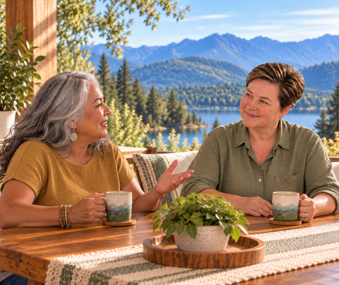 Lakeside Conversation in Warm Sunlight.png