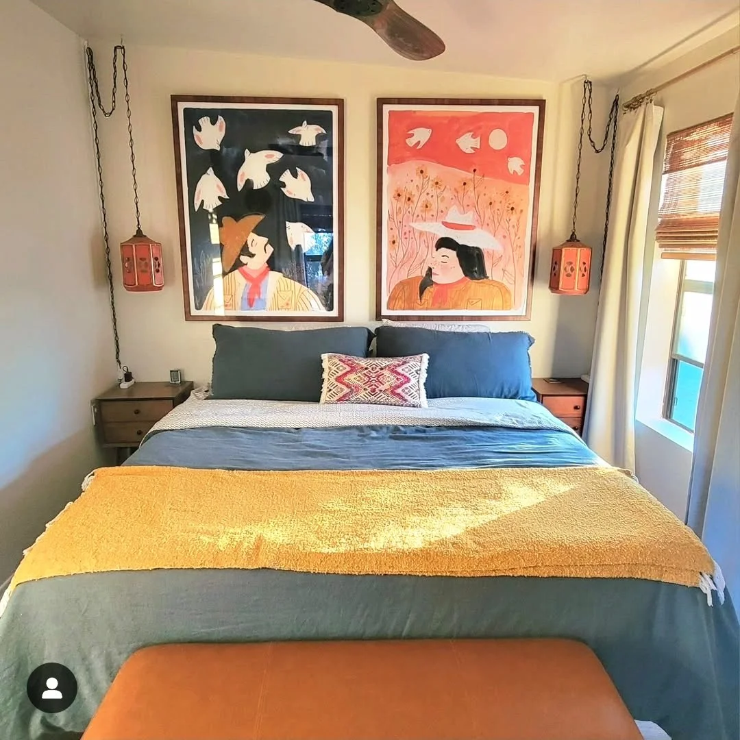 Bedroom interior at Kit Fox Cabin, a quiet high desert retreat near Joshua Tree