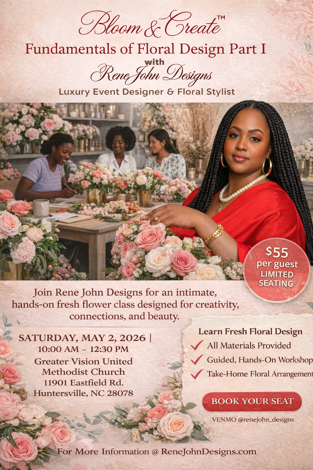 Bloom & Create Floral Workshop, Fundamentals of Floral Design - Part 1