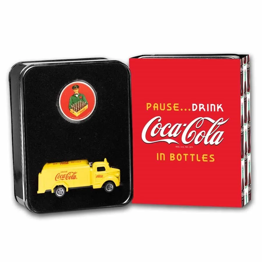 2-Piece Set w/ 1 oz Silver Coin and Coca-Cola® Miniature Delivery Truck