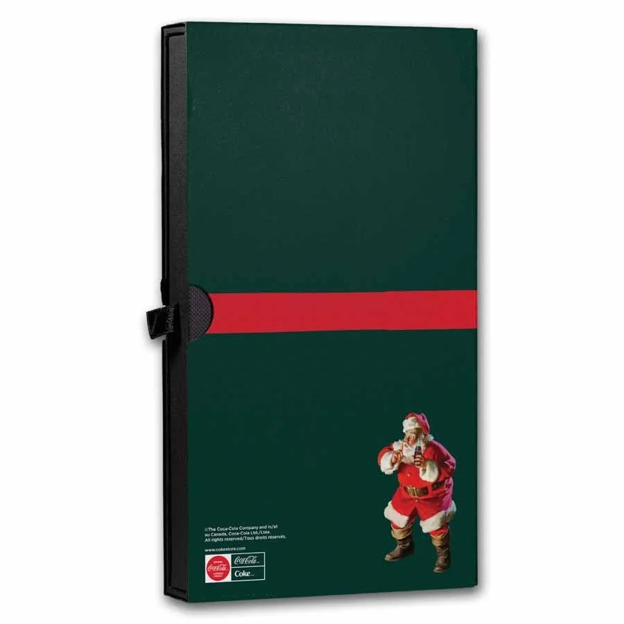 Holiday coke advent calendar with Santa Claus on the bottom right corner