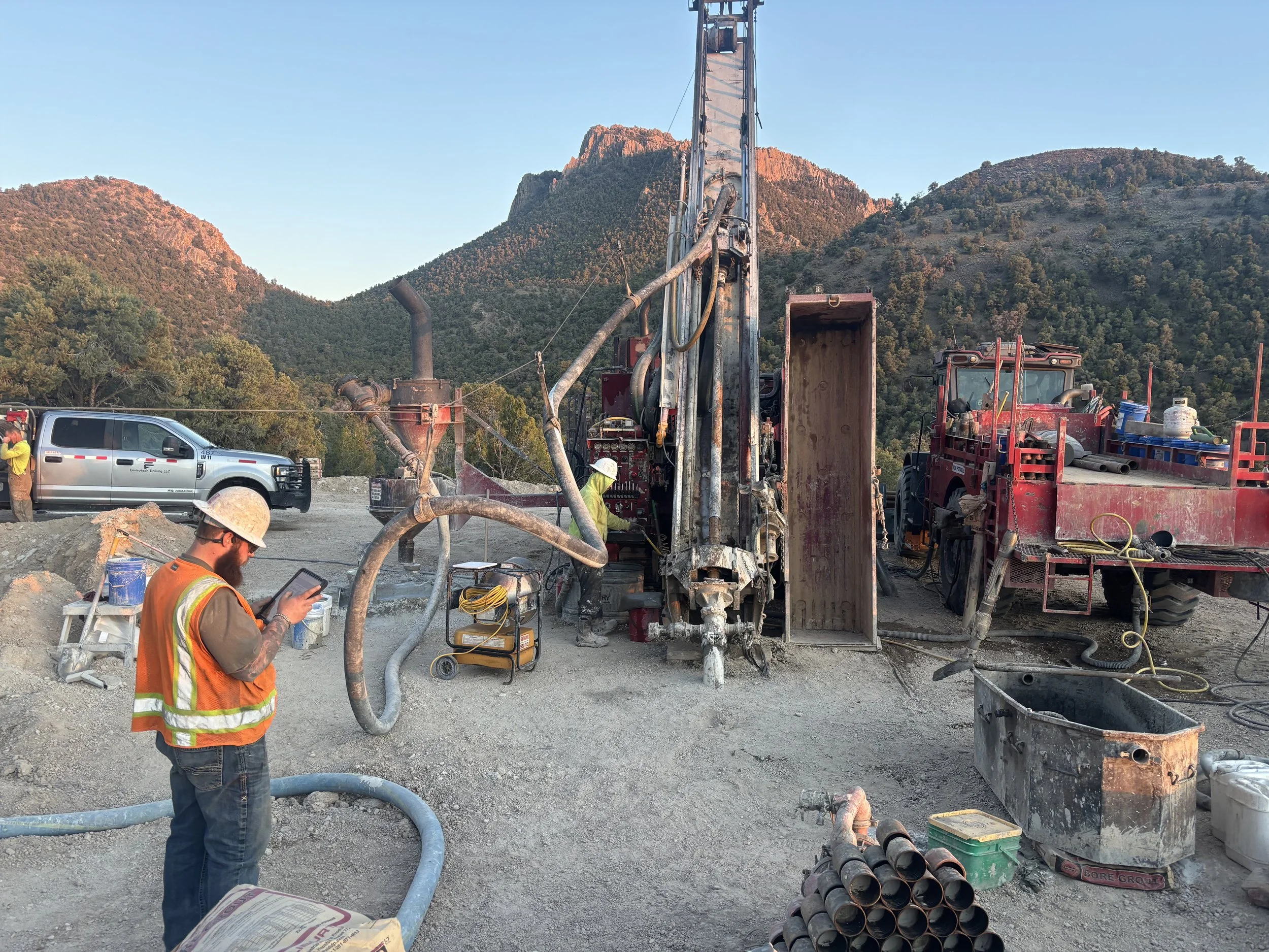 Reverse-circulation drilling in central Nevada.